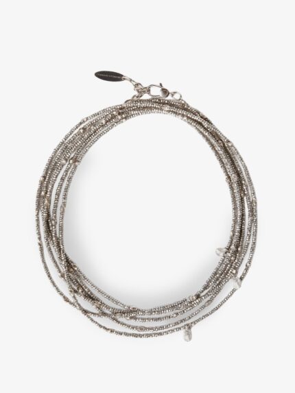 Brunello Cucinelli Wrap Hematite And 925 Sterling Silver Bracelet