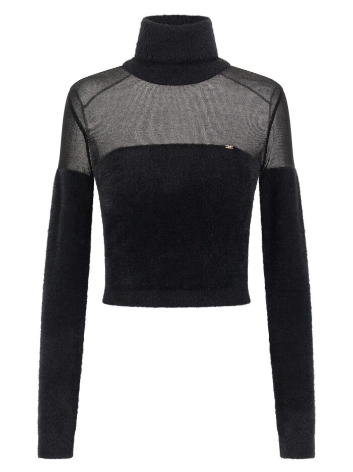 elisabetta franchi brushed insert turtleneck sweater Elisabetta Franchi Brushed Insert Turtleneck Sweater
