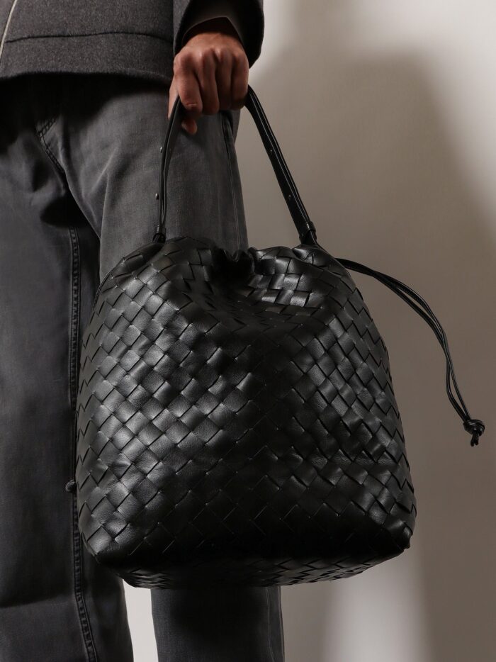 Bottega Veneta Bucket Intrecciato Biblioteca Leather Shoulder Bag
