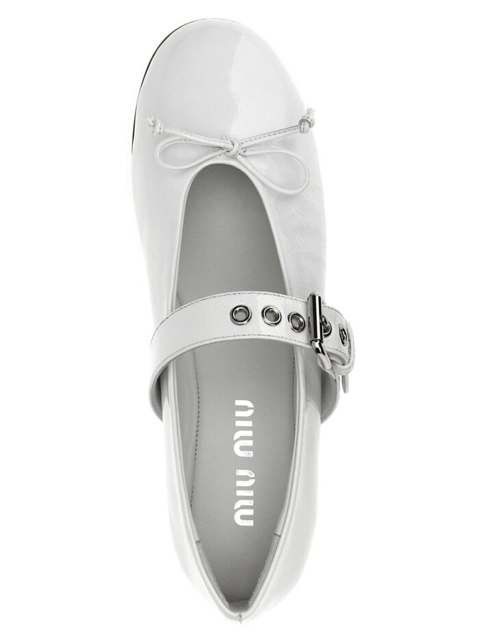 Miu Miu Buckle And Bow Ballet Flats