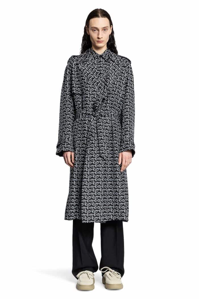 BURBERRY B Closure Long Silk Trench Coat