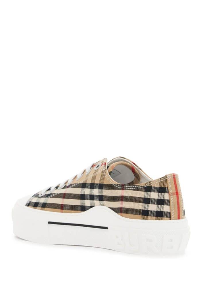 BURBERRY Beige Cotton Sneakers With Casual-chic Check Pattern