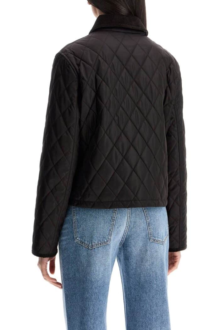 BURBERRY Black Quilted Nylon Cropped Jacket With High Collar