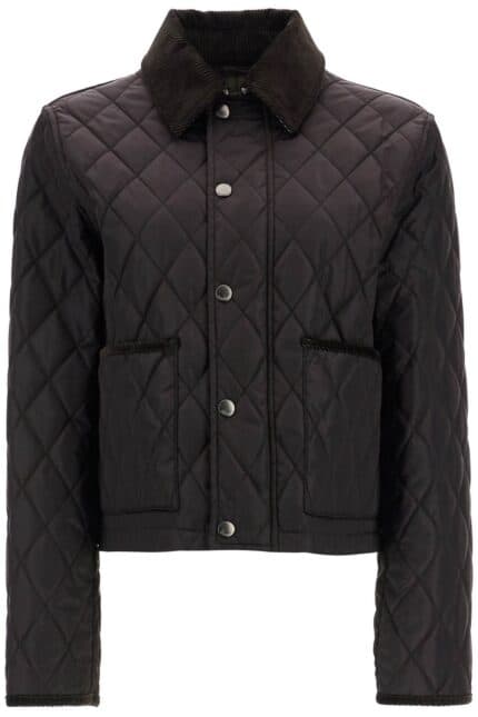 BURBERRY Black Quilted Nylon Cropped Jacket With High Collar