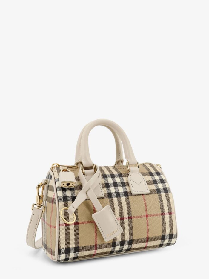 Burberry Bowling Coated Canvas Crossbody Bag With Check Motif