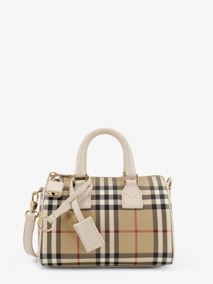 Burberry Bowling Coated Canvas Crossbody Bag With Check Motif