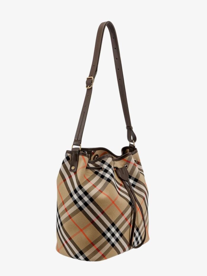 Burberry Canvas Bucket Bag With Check Motif