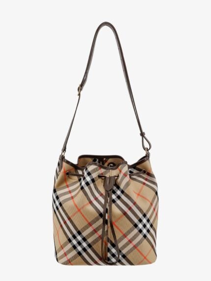 Burberry Canvas Bucket Bag With Check Motif