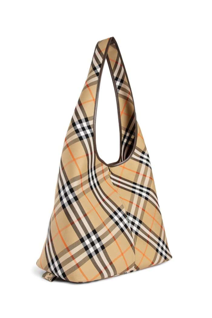 BURBERRY Canvas Check Hobo Bag