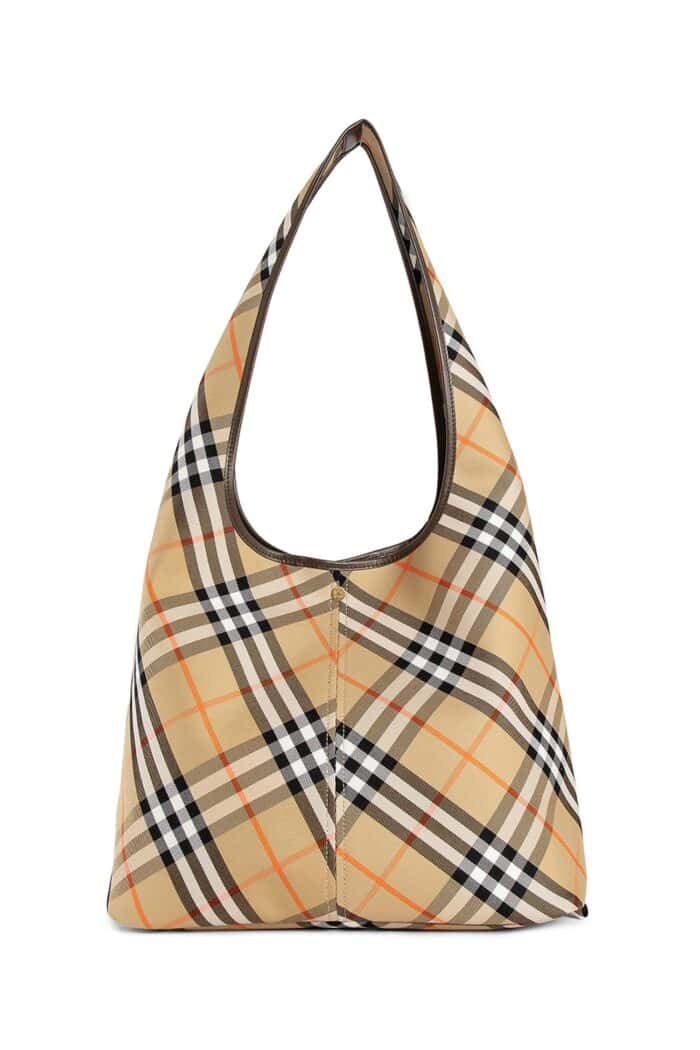 BURBERRY Canvas Check Hobo Bag