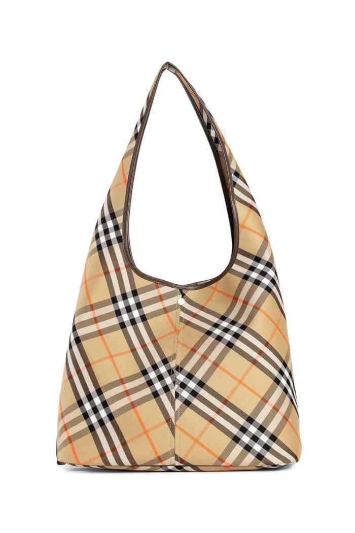 BURBERRY Canvas Check Hobo Bag