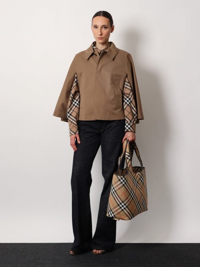 Burberry Canvas Shoulder Bag With Check Motif
