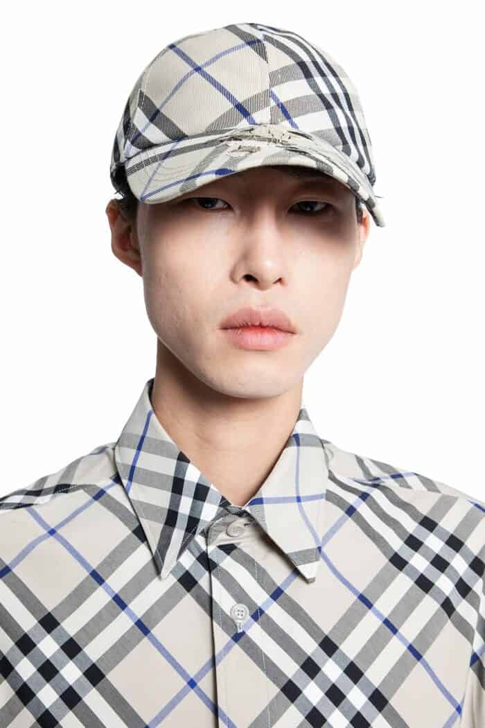 BURBERRY Check Cotton Blend Baseball Cap