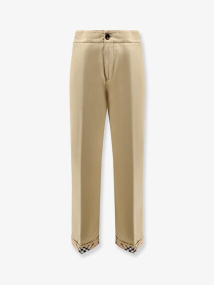 Burberry Check Cuffed Cotton Trousers