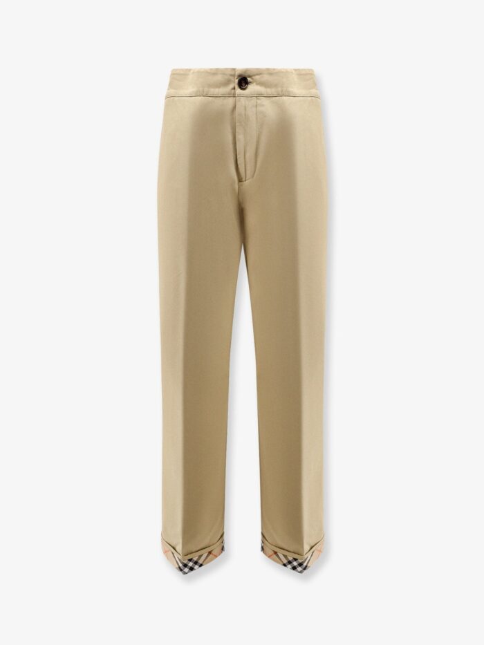 Burberry Check Cuffed Cotton Trousers