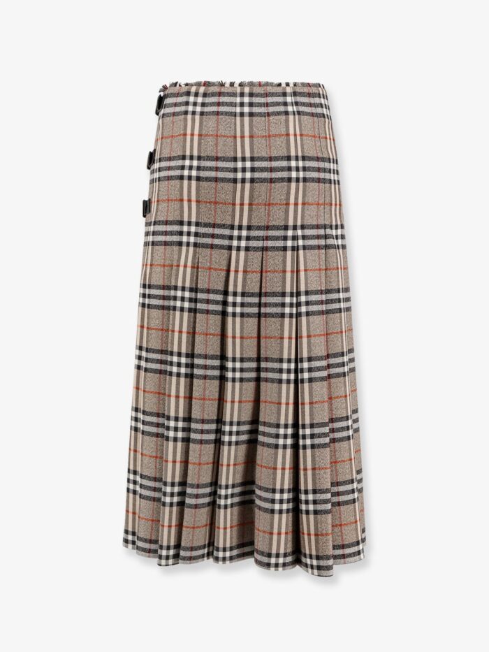 Burberry Check Print Wool Long Skirt
