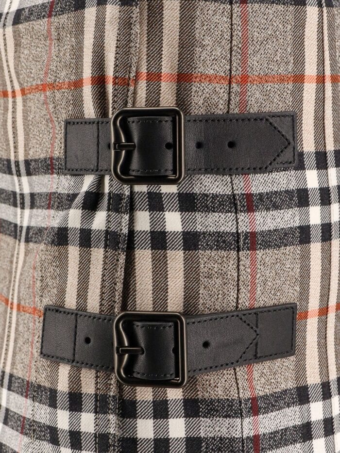Burberry Check Print Wool Long Skirt