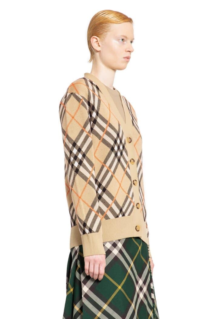 BURBERRY Check Wool Blend Cardigan