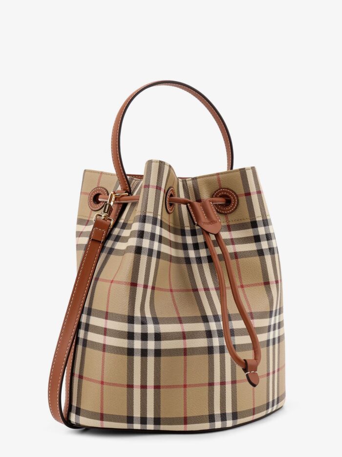Burberry Coated Canvas Bucket Bag With Check Pattern