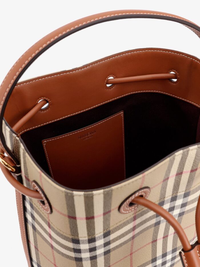 Burberry Coated Canvas Bucket Bag With Check Pattern