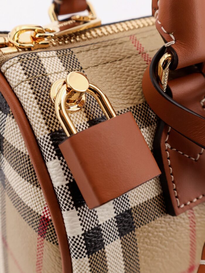 Burberry Coated Canvas Crossbody Bag With Check Pattern