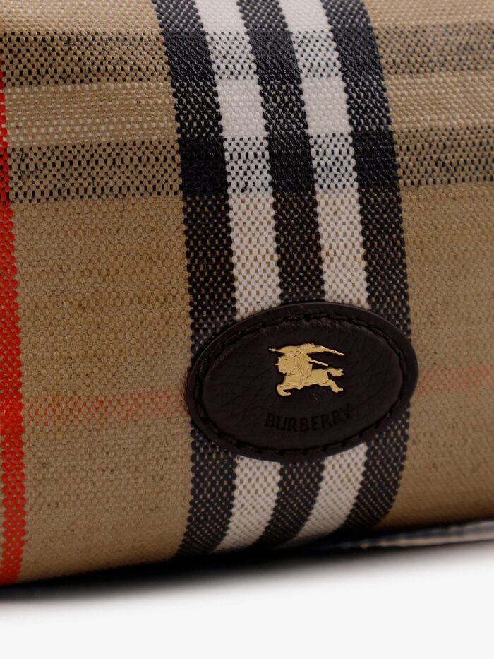 Burberry Coated Canvas Handbag With Check Pattern