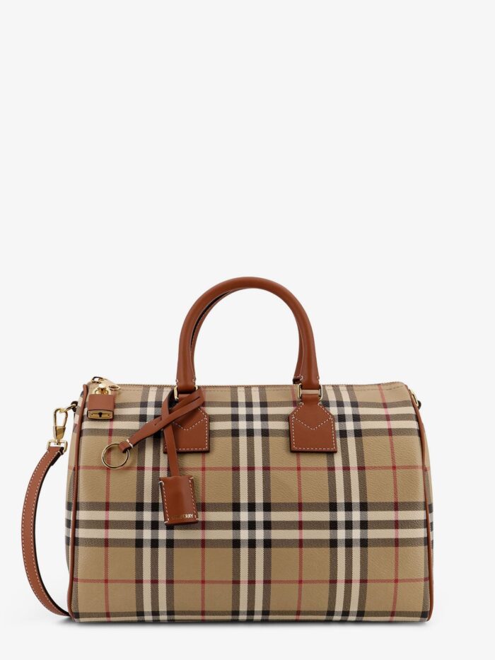 Burberry Coated Canvas Handbag With Check Pattern