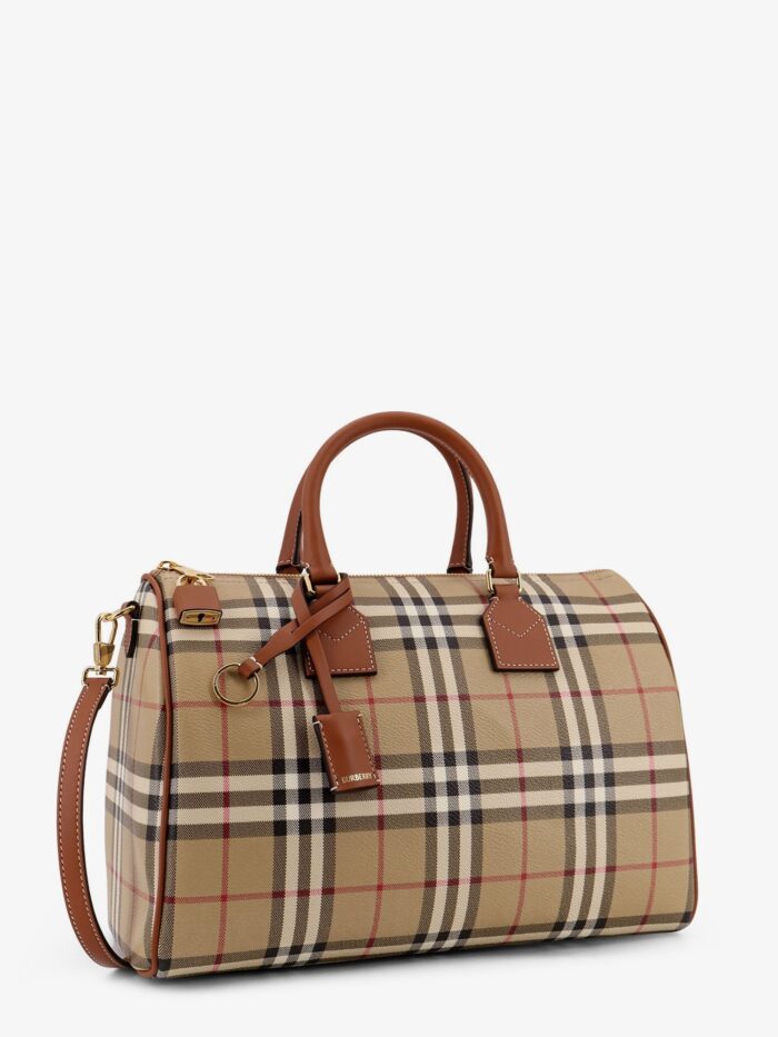 Burberry Coated Canvas Handbag With Check Pattern