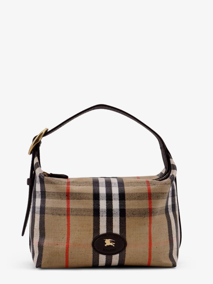 Burberry Coated Canvas Handbag With Check Pattern