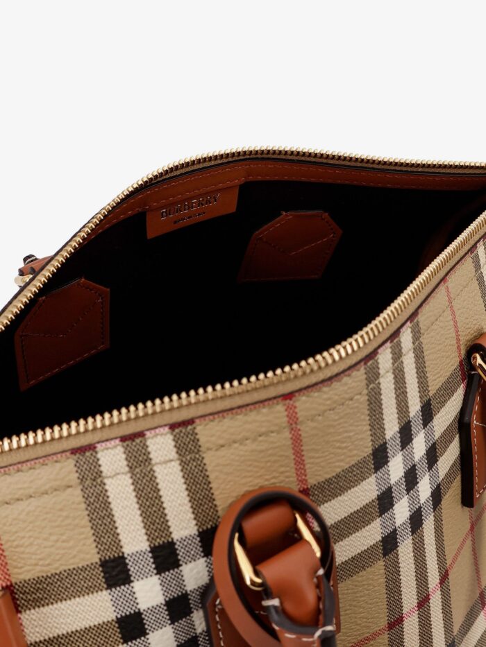 Burberry Coated Canvas Handbag With Check Pattern
