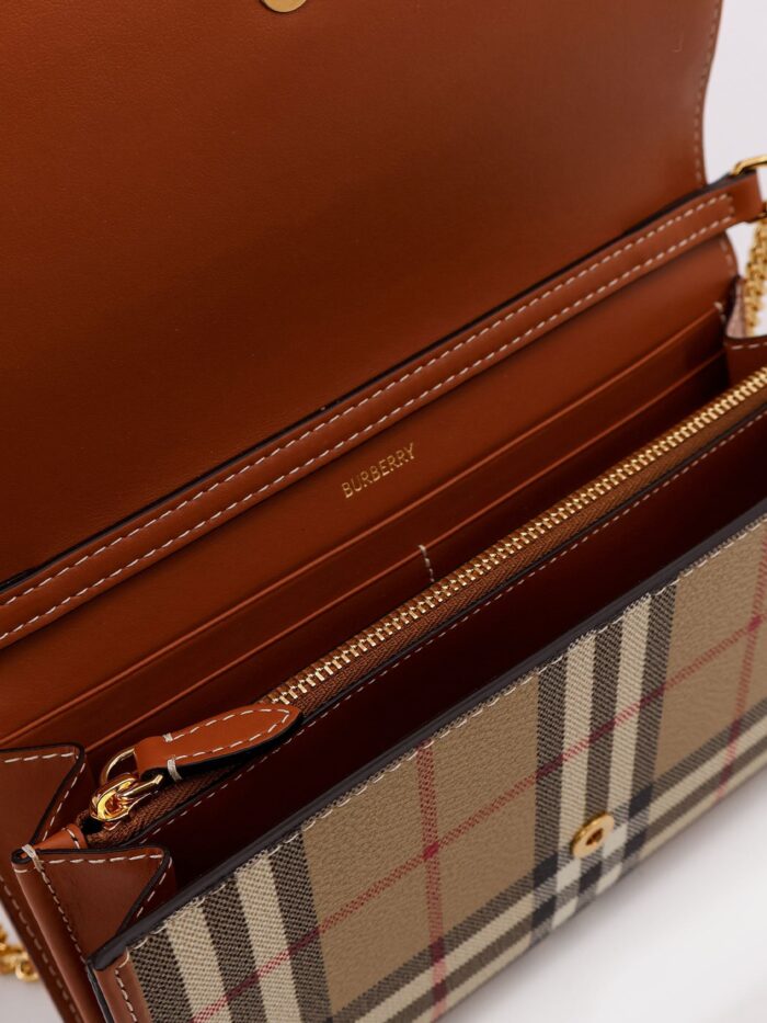 Burberry Coated Canvas Shoulder Bag With Check Pattern