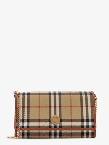 Burberry Coated Canvas Shoulder Bag With Check Pattern