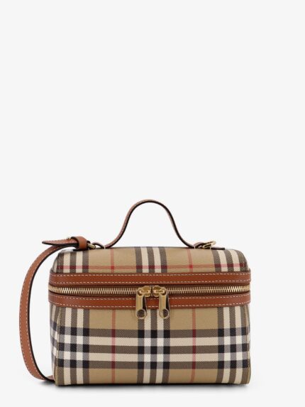 Burberry Coated Canvas Vanity Check Crossbody Bag With Check Motif