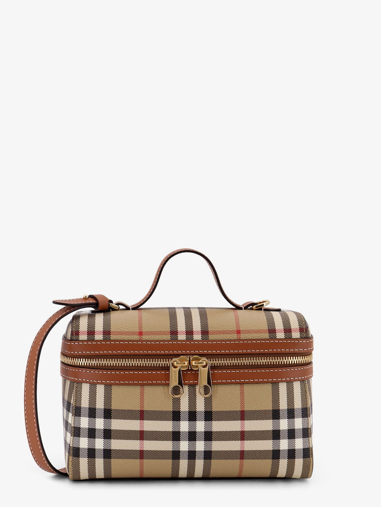 Burberry Coated Canvas Vanity Check Crossbody Bag With Check Motif