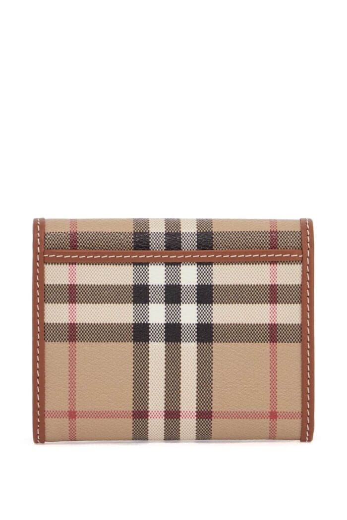 BURBERRY Compact Beige Tartan Wallet In Polyurethane With Gold Buttons