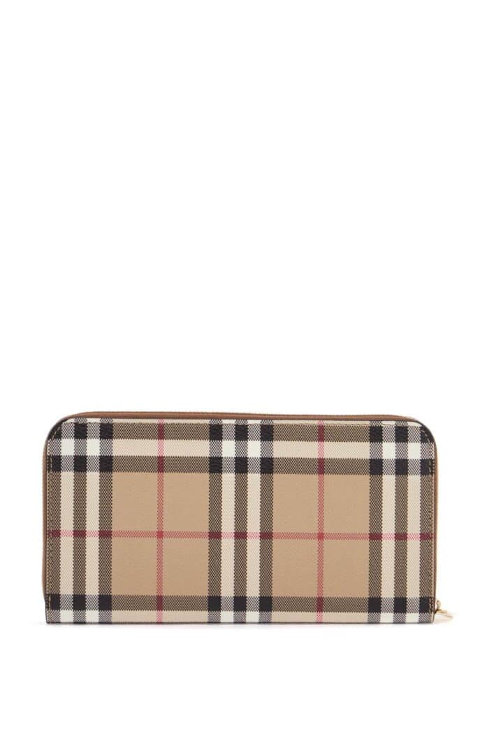 BURBERRY Compact Wallet With Zip In Beige Polyurethane Tartan Pattern