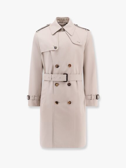 Burberry Cotton Blend Trench With Check Lining