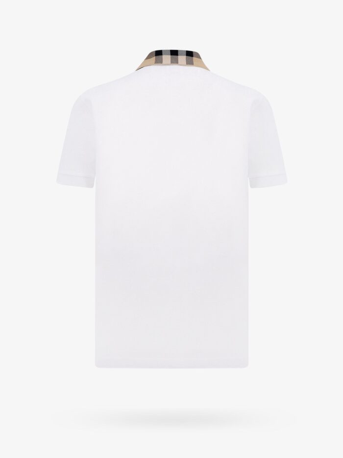 Burberry Cotton Polo Shirt With Check Collar Detail
