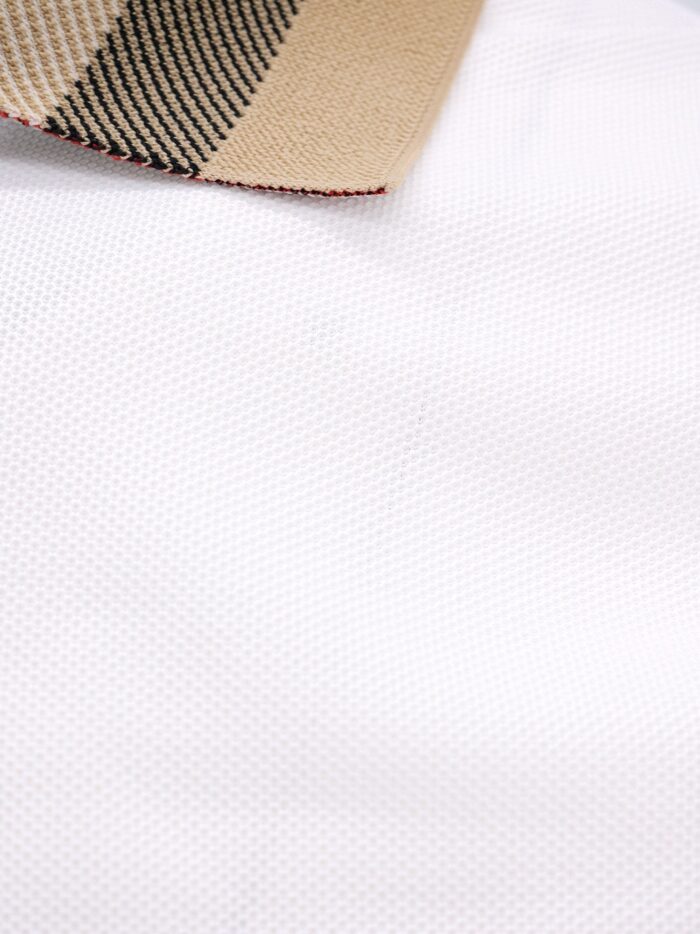 Burberry Cotton Polo Shirt With Check Collar Detail