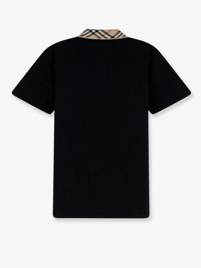 Burberry Cotton Polo Shirt With Check Collar Detail