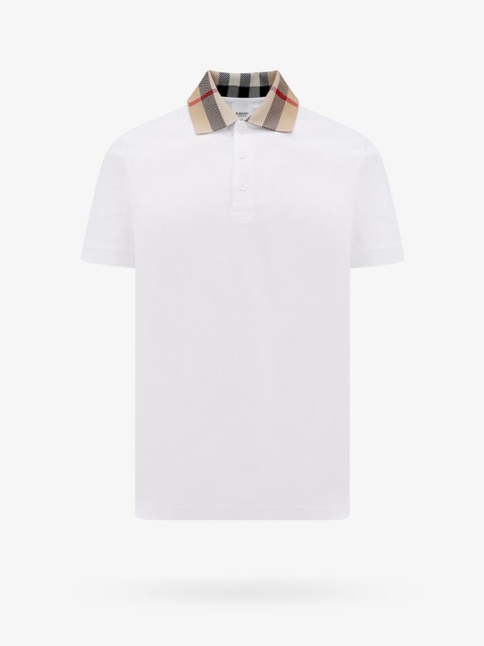 Burberry Cotton Polo Shirt With Check Collar Detail