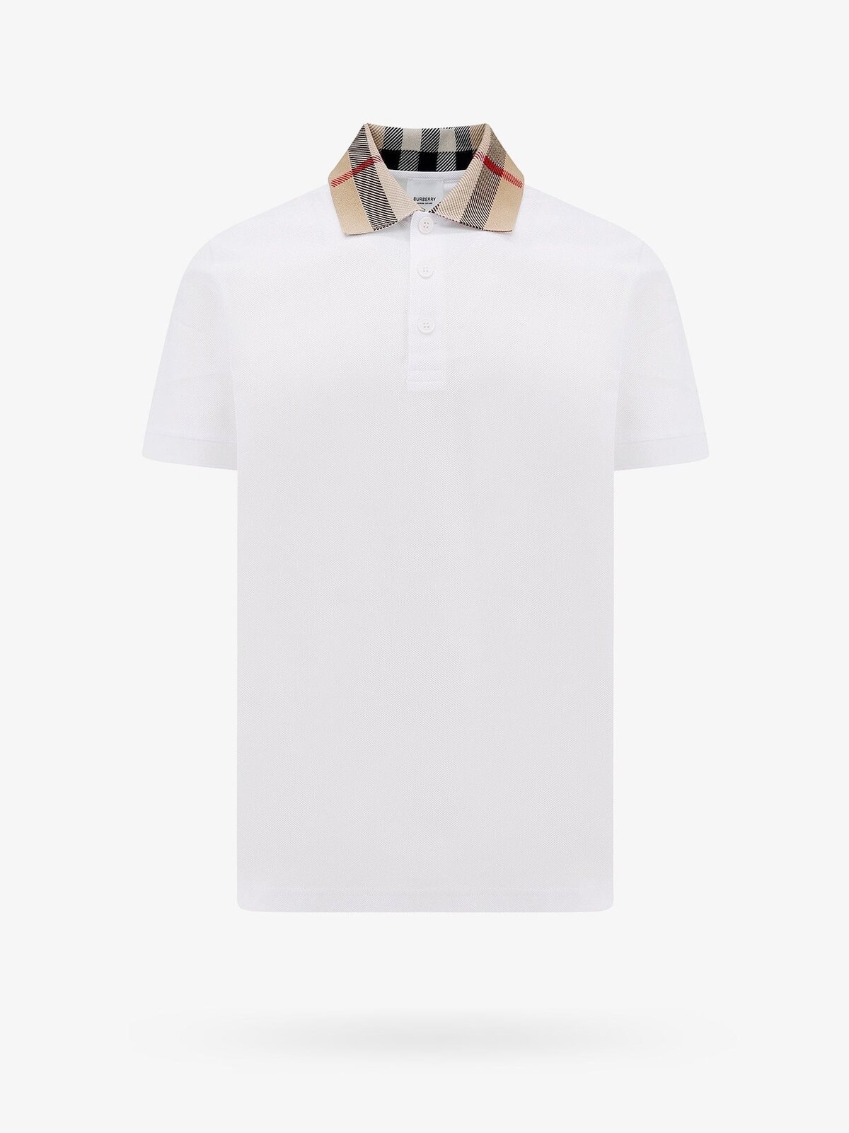 Burberry Cotton Polo Shirt With Check Collar Detail