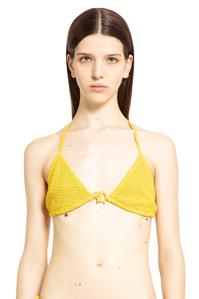 BURBERRY Crinkled Nylon Bikini Top