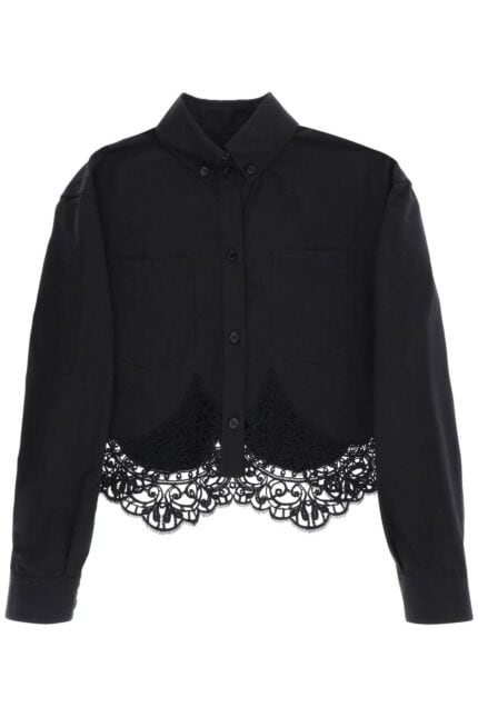 BURBERRY Cropped Shirt With Macrame Lace Insert