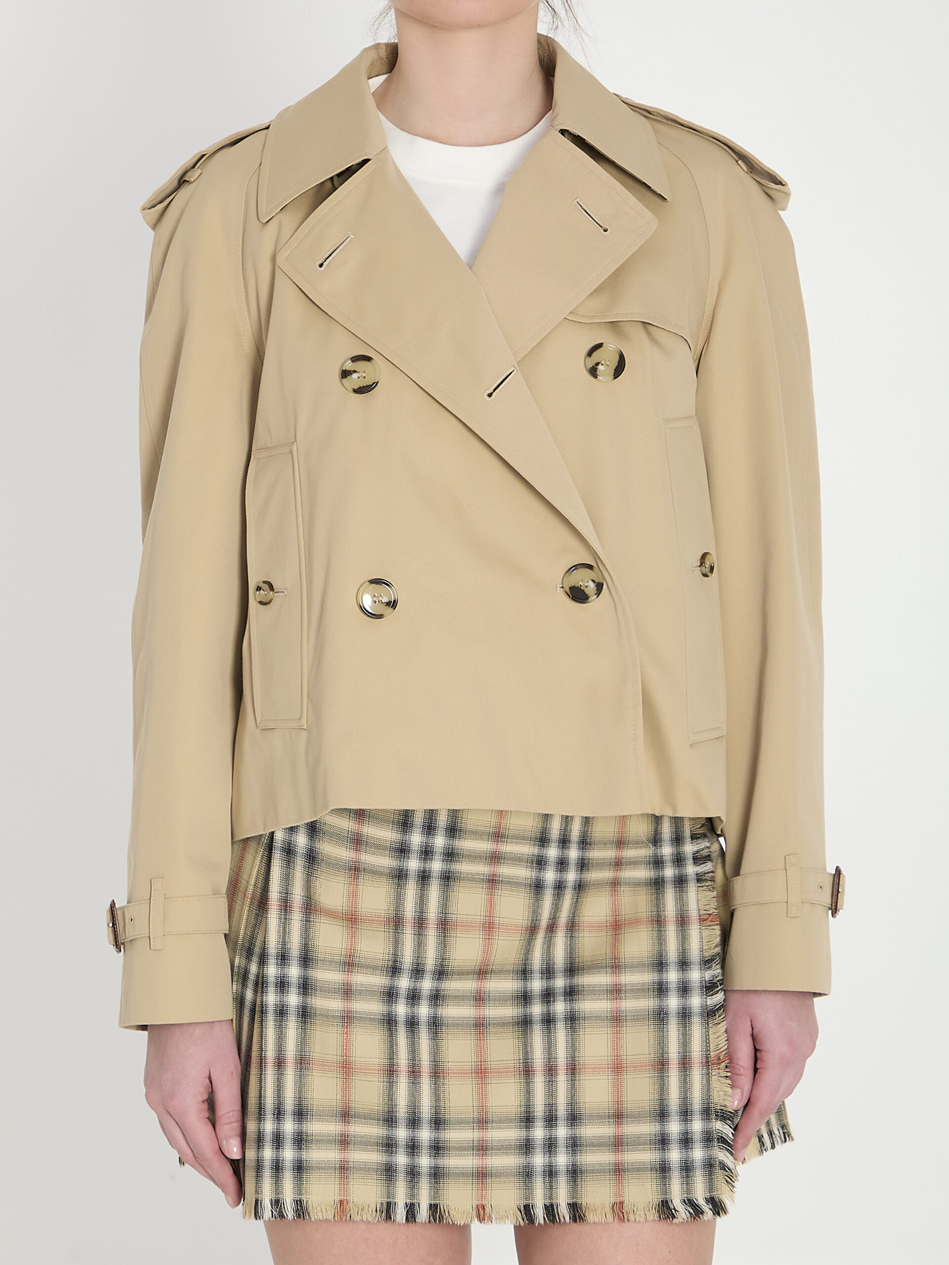 Burberry Cropped trench jacket in gabardine
