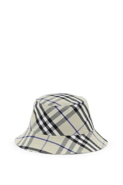 BURBERRY Ered Cotton Blend Bucket Hat With Nine Words