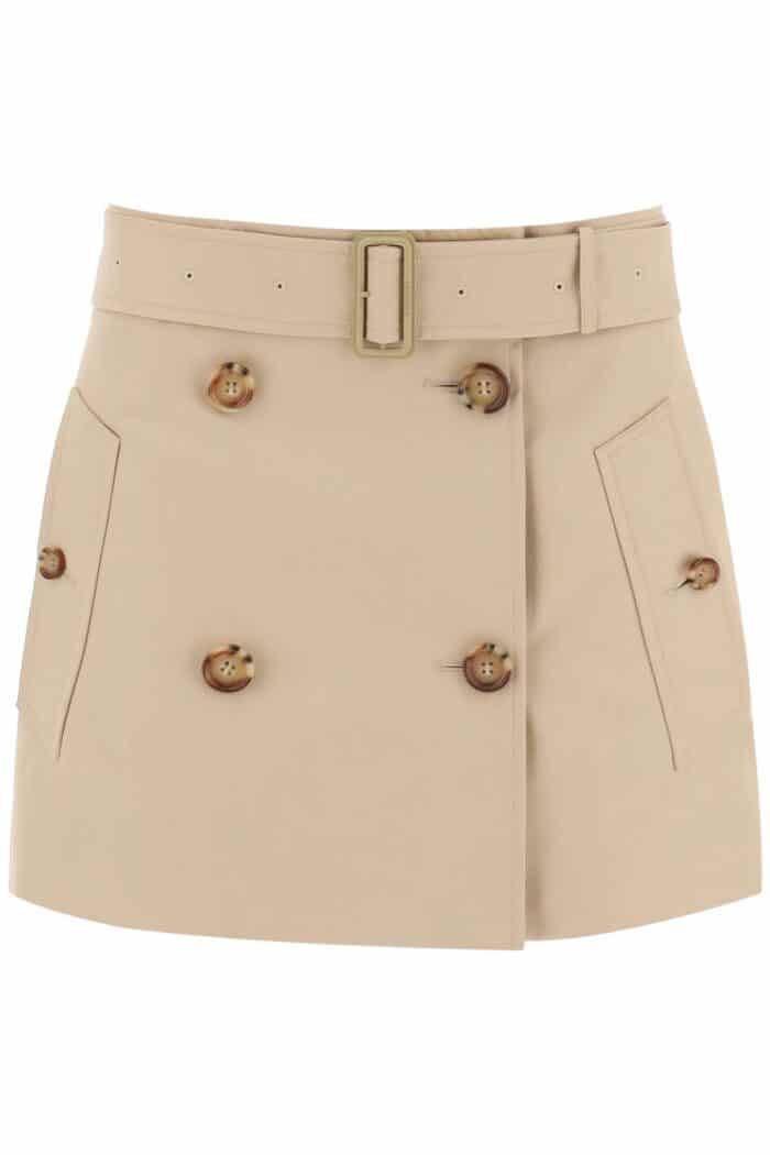 BURBERRY Gabardine Mini Trench Skirt