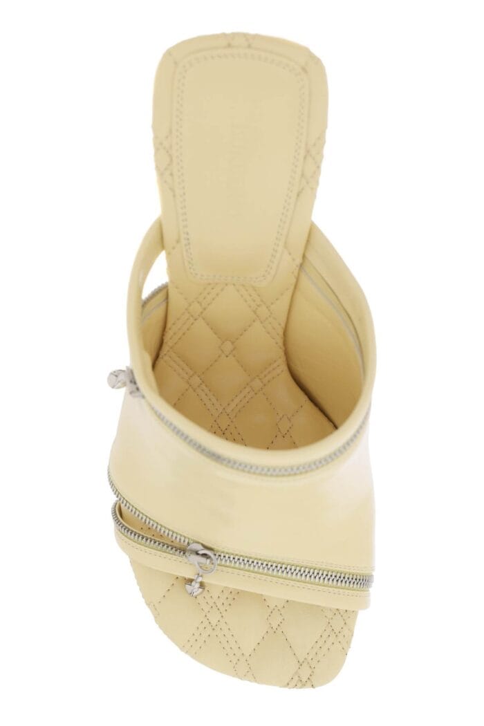 BURBERRY Glossy Leather Peep Mules