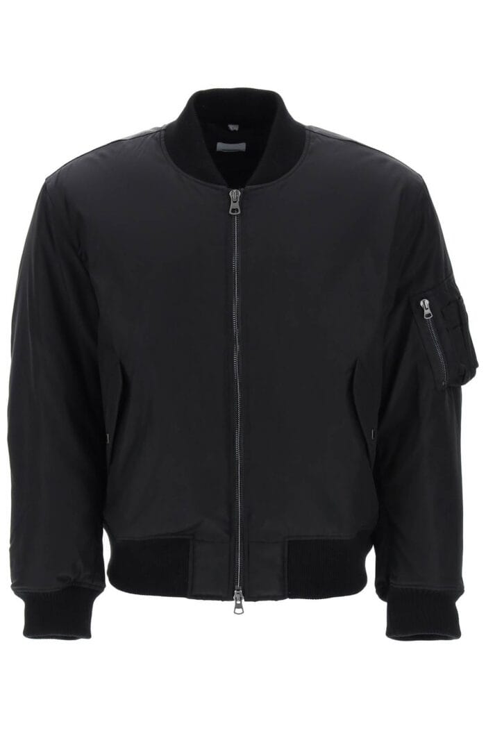 Burberry 'graves' Padded Bomber Jacket With Back Emblem Embroidery