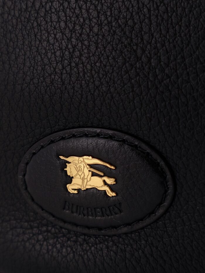 Burberry Hammered Leather Crossbody Bag With Logo Patch